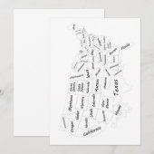 USA Map black and white  招待状 (正面/裏面)