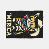 Usa merica Cat 7月の4th男性女性キッズパおもしろいー フリースブランケット (正面(横))
