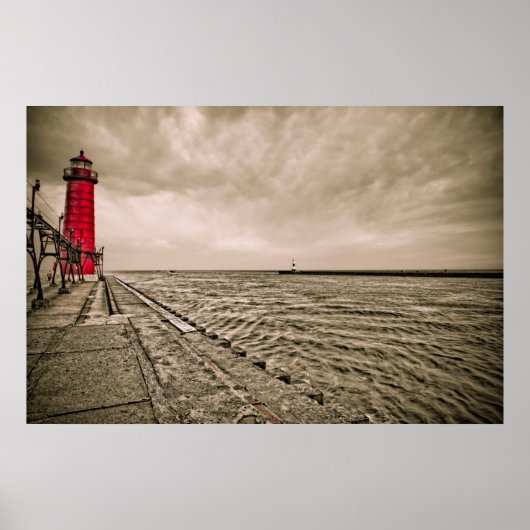 USA, Michigan, Grand Haven Lighthouse ポスター (正面)