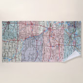 USA Midwest Map  ビーチタオル (正面)