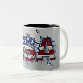 USA Mug, 4th of July Mug, Independence Day ツートーンマグカップ