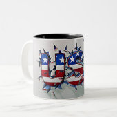 USA Mug, 4th of July Mug, Independence Day ツートーンマグカップ (正面左)