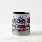 USA Mug, 4th of July Mug, Independence Day ツートーンマグカップ (中央)