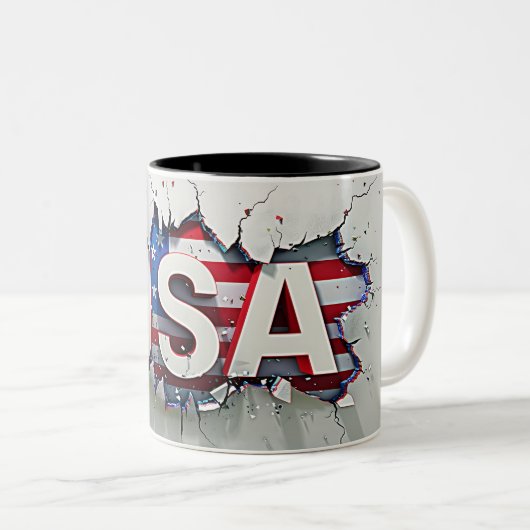 USA Mug, 4th of July Mug, Independence Day ツートーンマグカップ (正面右)