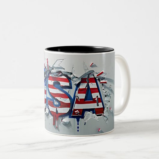 USA Mug, 4th of July Mug, Independence Day ツートーンマグカップ (正面右)