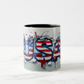 USA Mug, 4th of July Mug, Independence Day ツートーンマグカップ (中央)