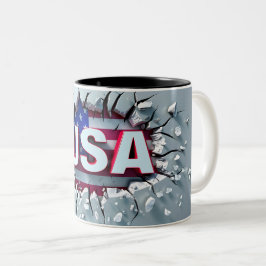 USA Mug, 4th of July Mug, Independence Day ツートーンマグカップ