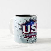 USA Mug, 4th of July Mug, Independence Day ツートーンマグカップ (正面左)