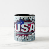 USA Mug, 4th of July Mug, Independence Day ツートーンマグカップ (中央)