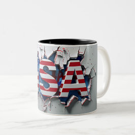 USA Mug, 4th of July Mug, Independence Day ツートーンマグカップ