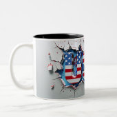 USA Mug, 4th of July Mug, Independence Day ツートーンマグカップ (左)