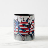 USA Mug, 4th of July Mug, Independence Day ツートーンマグカップ (中央)