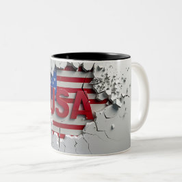 USA Mug, 4th of July Mug, Independence Day ツートーンマグカップ