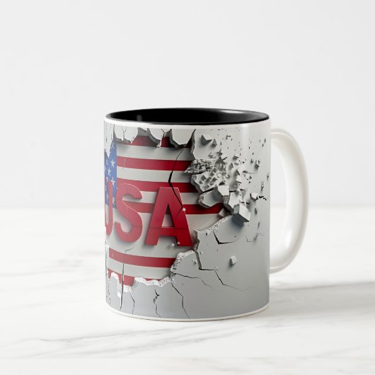 USA Mug, 4th of July Mug, Independence Day ツートーンマグカップ (正面右)