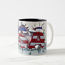 USA Mug, 4th of July Mug, Independence Day ツートーンマグカップ