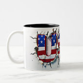USA Mug, 4th of July Mug, Independence Day ツートーンマグカップ (左)