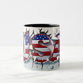 USA Mug, 4th of July Mug, Independence Day ツートーンマグカップ (中央)