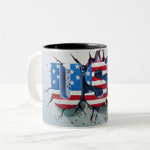 USA Mug, 4th of July Mug, Independence Day ツートーンマグカップ (正面左)