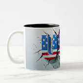 USA Mug, 4th of July Mug, Independence Day ツートーンマグカップ (左)