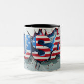 USA Mug, 4th of July Mug, Independence Day ツートーンマグカップ (中央)