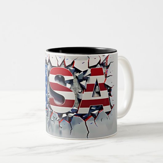 USA Mug, 4th of July Mug, Independence Day ツートーンマグカップ (正面右)