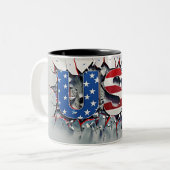 USA Mug, 4th of July Mug, Independence Day ツートーンマグカップ (正面左)