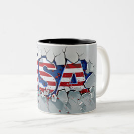 USA Mug, 4th of July Mug, Independence Day ツートーンマグカップ