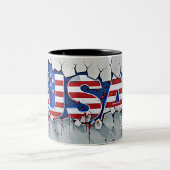 USA Mug, 4th of July Mug, Independence Day ツートーンマグカップ (中央)