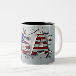 USA Mug, 4th of July Mug, Independence Day ツートーンマグカップ