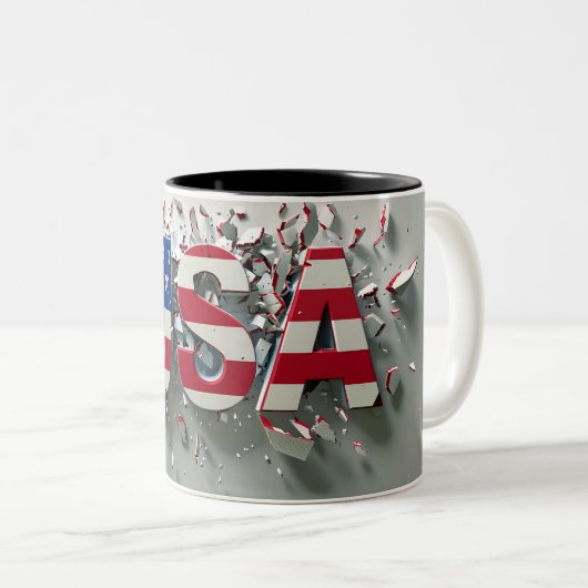 USA Mug, 4th of July Mug, Independence Day ツートーンマグカップ (正面右)