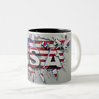 USA Mug, 4th of July Mug, Independence Day ツートーンマグカップ