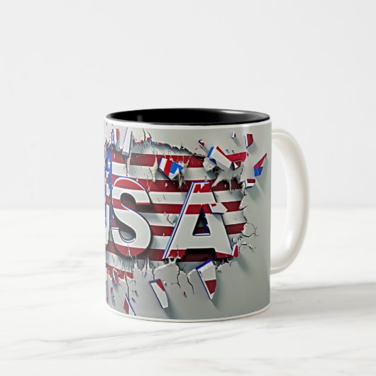 USA Mug, 4th of July Mug, Independence Day ツートーンマグカップ (正面右)