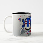 USA Mug, 4th of July Mug, Independence Day ツートーンマグカップ (左)