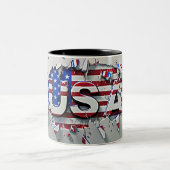 USA Mug, 4th of July Mug, Independence Day ツートーンマグカップ (中央)