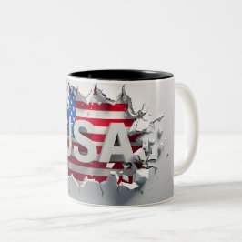USA Mug, 4th of July Mug, Independence Day ツートーンマグカップ