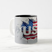 USA Mug, 4th of July Mug, Independence Day ツートーンマグカップ (正面左)
