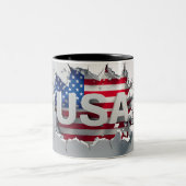 USA Mug, 4th of July Mug, Independence Day ツートーンマグカップ (中央)