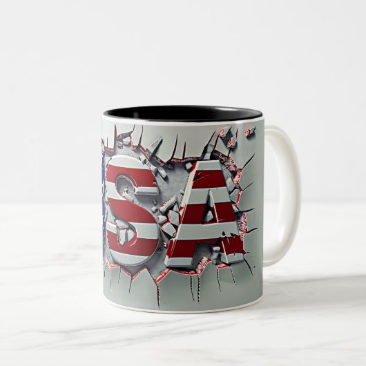 USA Mug, 4th of July Mug, Independence Day ツートーンマグカップ (正面右)
