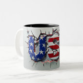 USA Mug, 4th of July Mug, Independence Day ツートーンマグカップ (正面左)