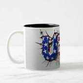 USA Mug, 4th of July Mug, Independence Day ツートーンマグカップ (左)