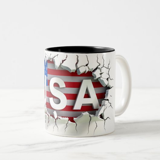 USA Mug, 4th of July Mug, Independence Day ツートーンマグカップ (正面右)