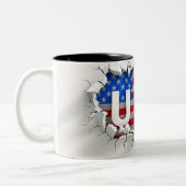 USA Mug, 4th of July Mug, Independence Day ツートーンマグカップ (左)