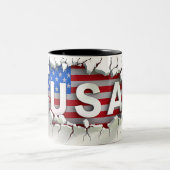 USA Mug, 4th of July Mug, Independence Day ツートーンマグカップ (中央)