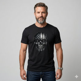 USA Patriot 1776 Skull American Flag Distressed Tシャツ