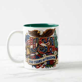 USA Patriotic 250th 4th of July celebration  Two-T ツートーンマグカップ