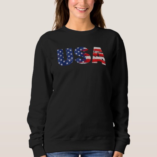 USA Patriotic American Flag For Men Women Kids Boy スウェットシャツ (正面)