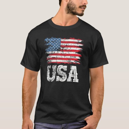 USA Patriotic American Flag For Men Women Kids Boy Tシャツ (正面)