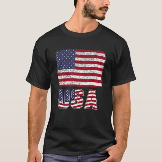 USA Patriotic American Flag For Men Women Kids Boy Tシャツ (正面)