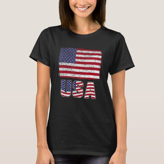 USA Patriotic American Flag For Men Women Kids Boy Tシャツ (正面)