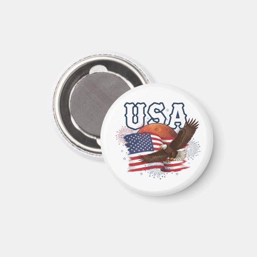 USA Patriotic Eagle with Mars Red Planet Design マグネット (正面/裏面)